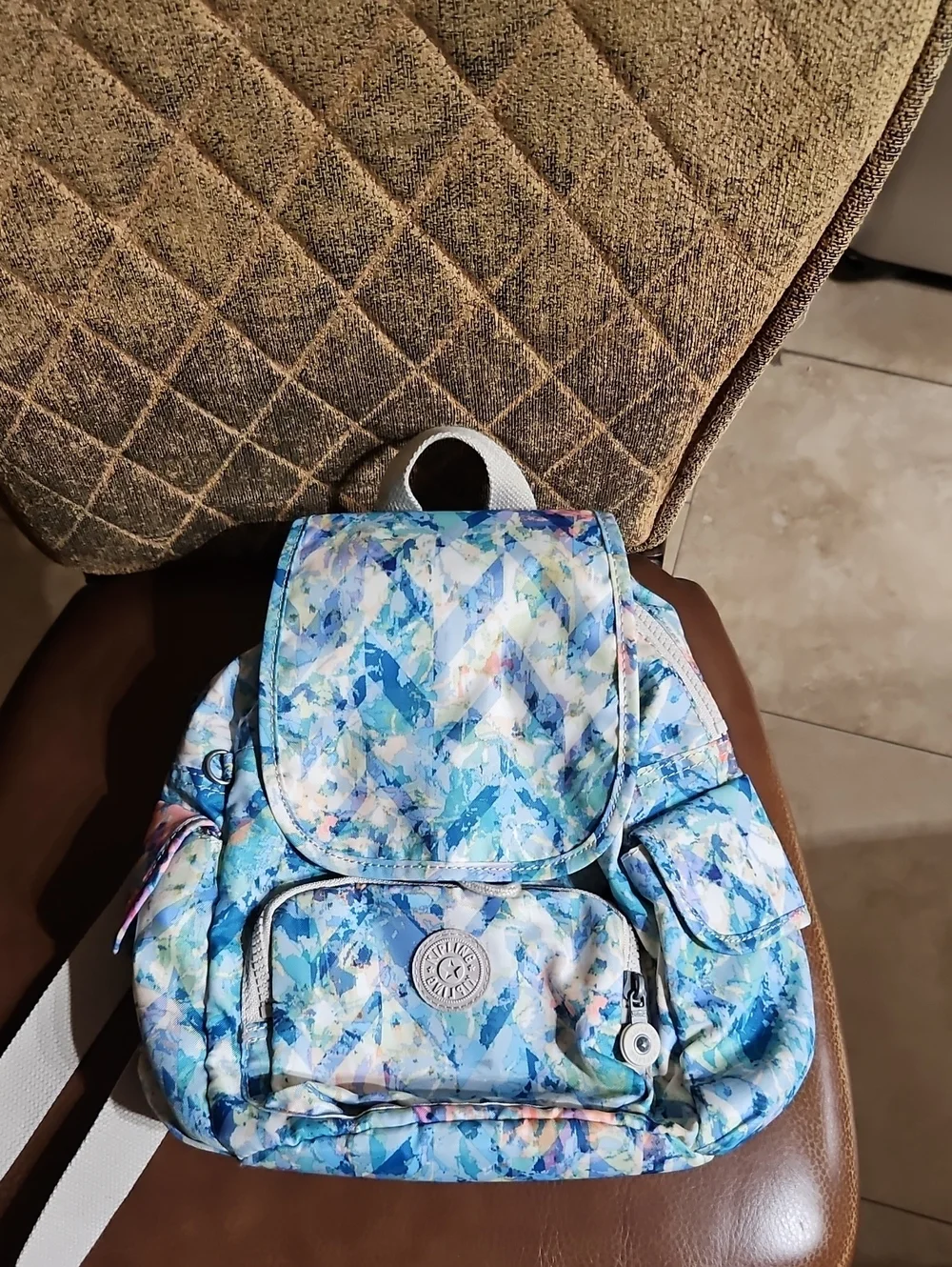 Kipling City Pack Small Printed Backpack Bag Blue Green Pink Purple Floral Print